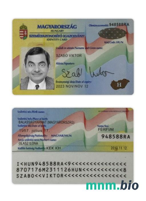 Przykład karty identyfikacyjnej Węgier w formacie PSD, w pełni edytowalny